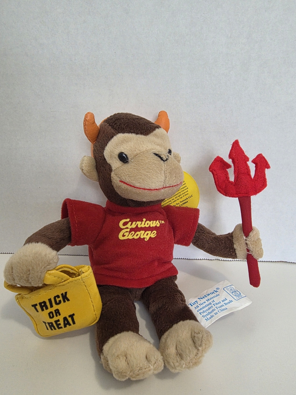 Rare Vintage Curious George Halloween Stuffy Devil Trick or Treat Bag With Tags
